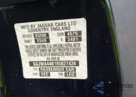 2008 Jaguar Xk from USA, damaged, VIN SAJWA44B185B27434